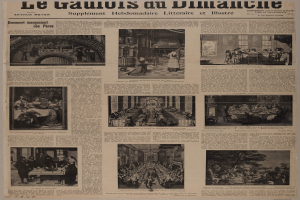 Eine alte Zeitungsseite mit verschiedenen Bildern und Texten, die einen Blick in die Vergangenheit gewähren.