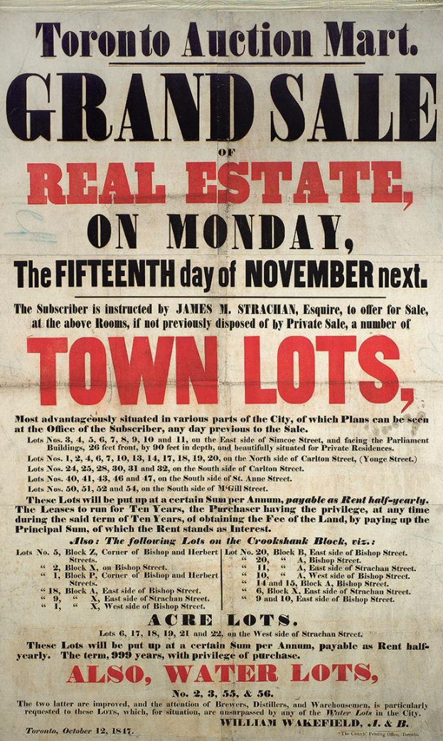 Plakatwerbung für die Toronto-Auktionsmart-Grand-Sale-Immobilien am Montag, den 15. November.