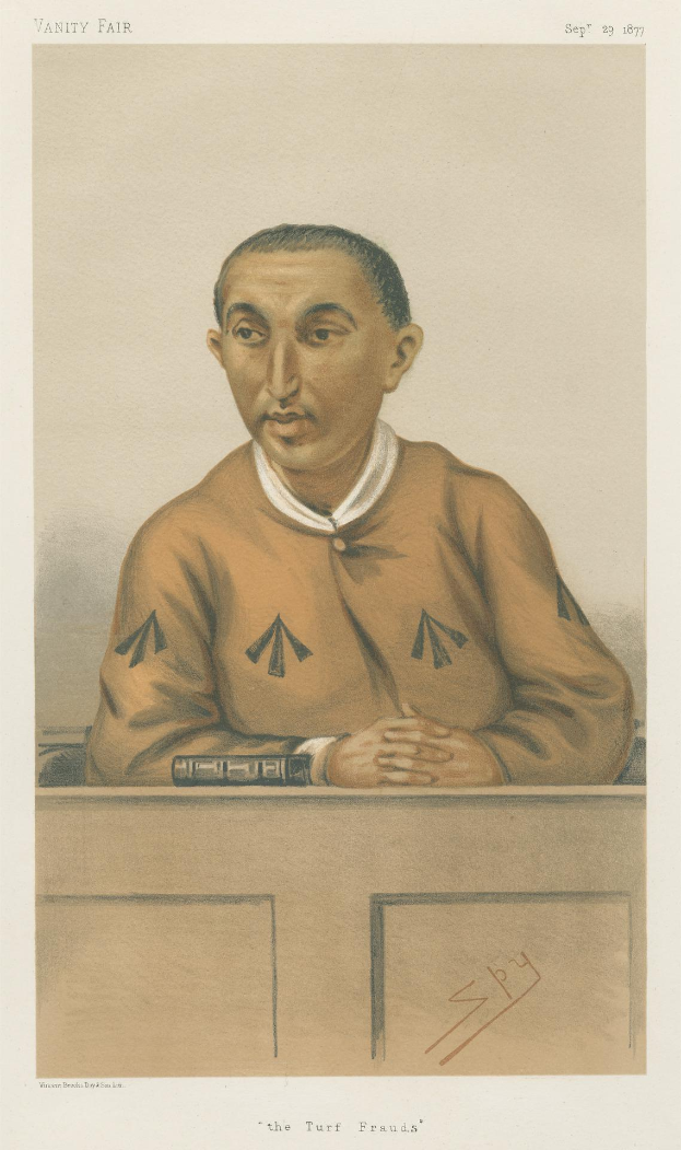 Ein Mann in einem weißen Hemd und dunkler Hose sitzt an einem Tisch und schaut ernst, mit dem Text "Die Rasenbetrügereien" unten im Bild.