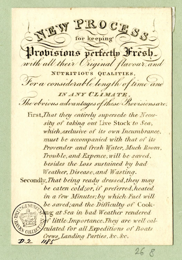 Papier mit gedrucktem Text "Neues Verfahren zur frischen Aufbewahrung von Probiotika" und einem Stempel auf der linken Seite.