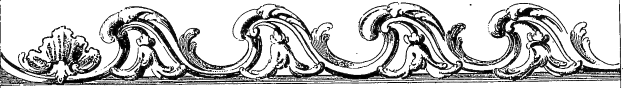 Schwarz-weißes dekoratives Design mit dem Wort "Ländlich" in fetter Schrift in der Mitte, mit detailreichen Schwöngen und Kurven.