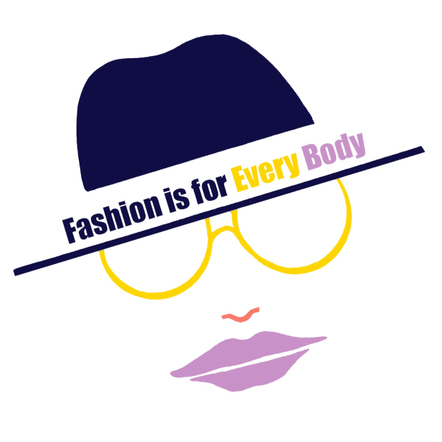 Logo mit einem stilisierten Gesicht mit dem Text "Fashion is for Every Body" darauf.
