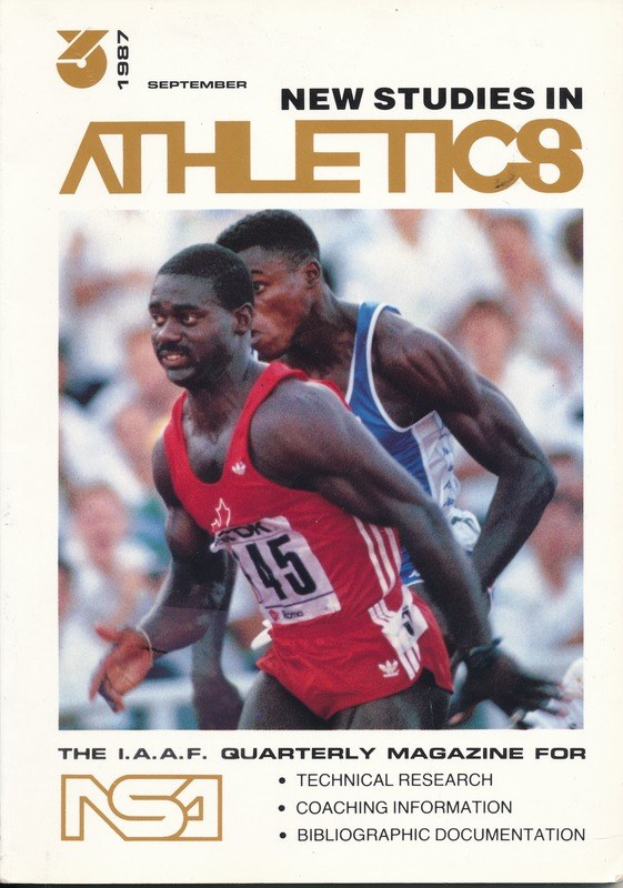 Titelbild eines Buches namens "Neue Studien im Athletics September 1987" mit zwei Personen auf dem Cover.